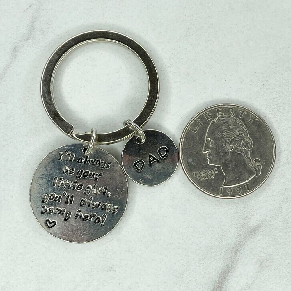 Dad Hero Father's Day Silver Tone Keychain Keyring